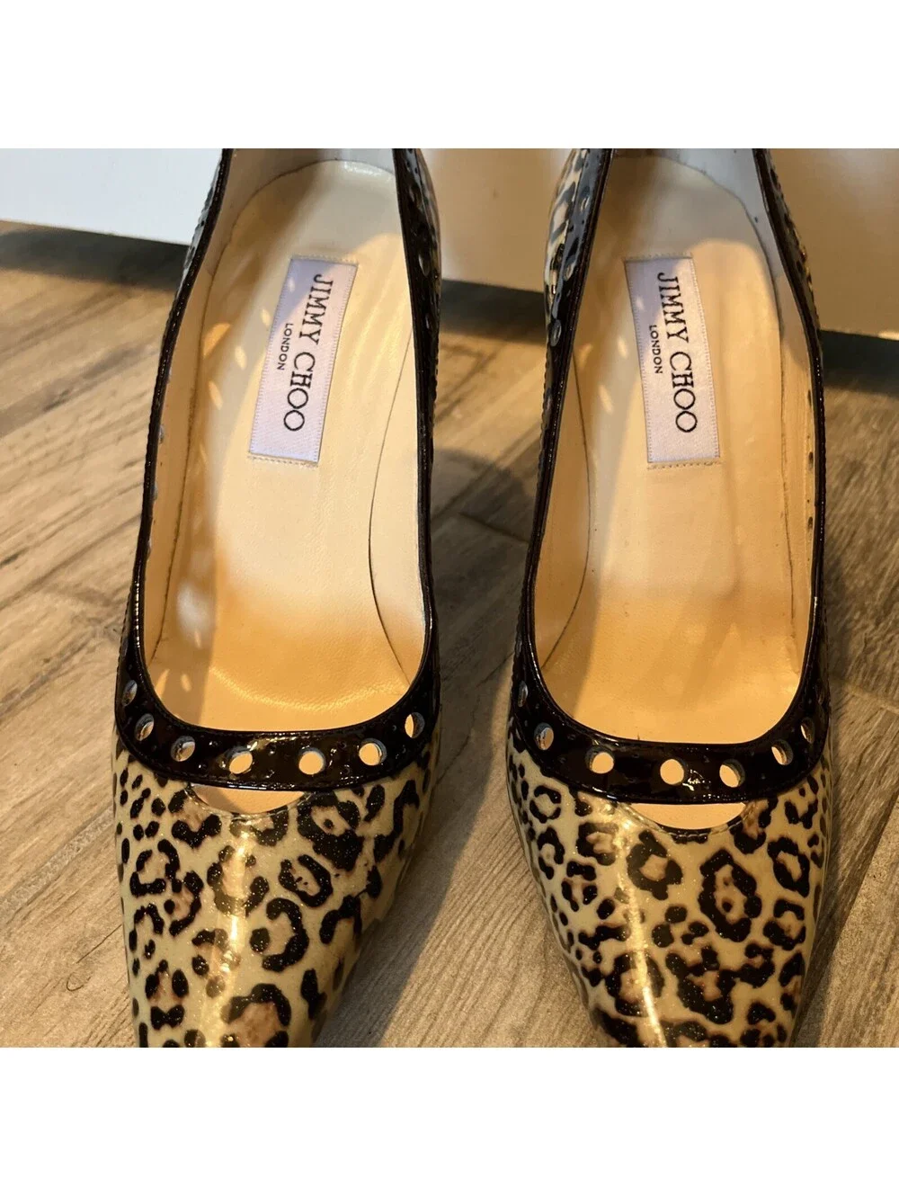 JIMMY CHOO ANIMAL PRINT PATENT LEATHER HEELS SIZE IT36.5/US6.5 MADE IN ITALY VGC